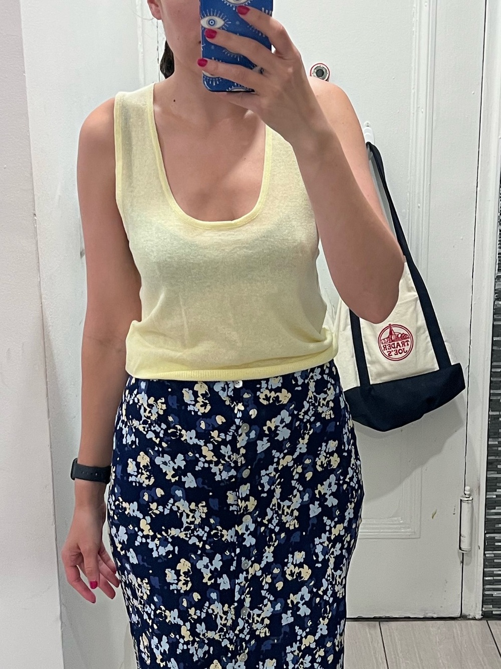 Zara Pale Yellow Scoop Neck Tank Top S